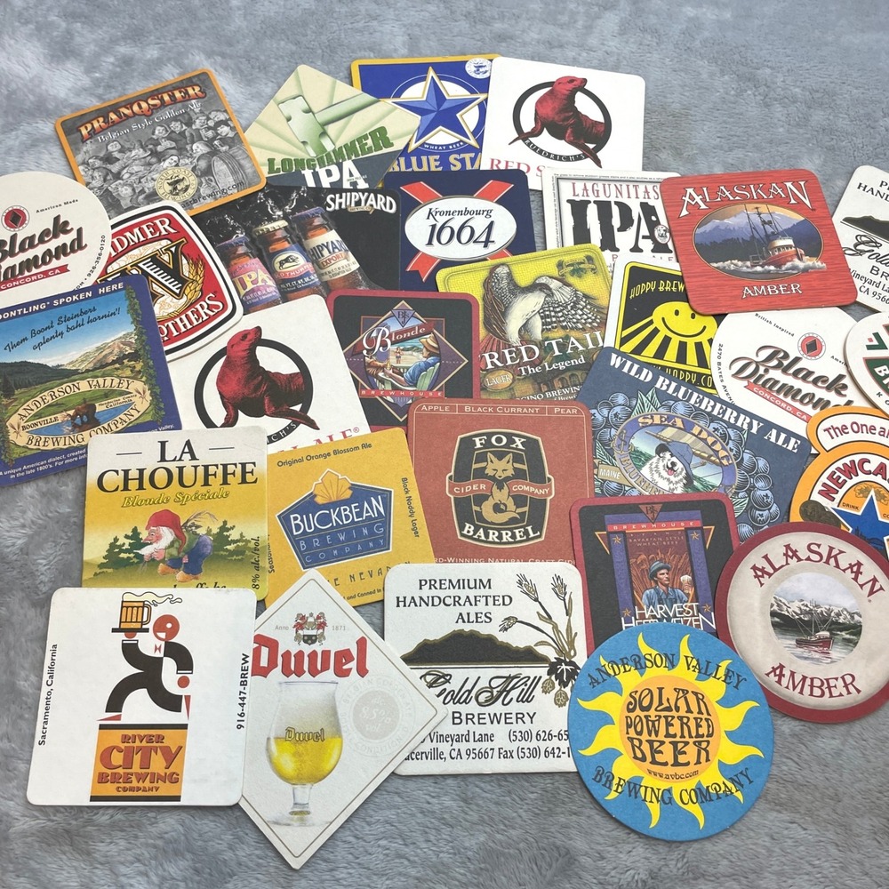 29 Mixed Craft Beer Coaster Lot Barware Ephemera Alaskan Duvel Widmer Pranqster